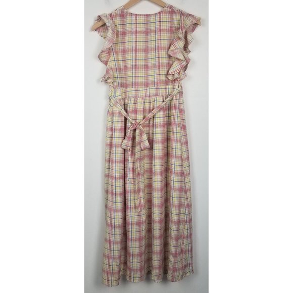 Glamorous Bloom Women's Maternity Sz. 4 Plaid Flutter Sleeve Midi Dress NWT - Picture 8 of 9